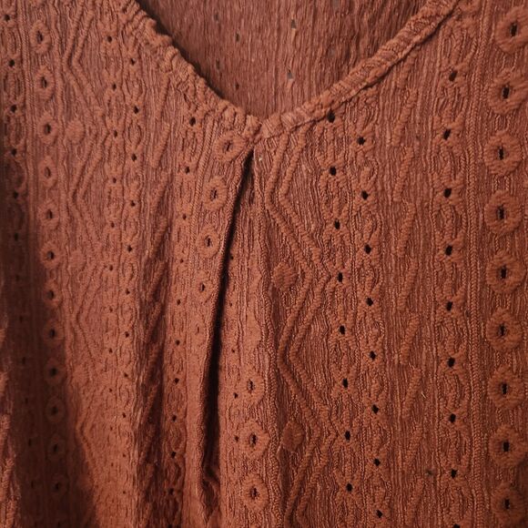 Woman's Blouse 14/16 Lantern Sleeves Rust Fall Flowy Plus Size - Picture 3 of 10